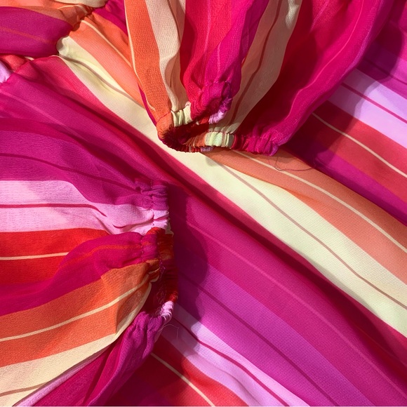 Curvy Maxi Stripe Dress -Red, Pink, Yellow Size 3XL - Picture 3 of 8